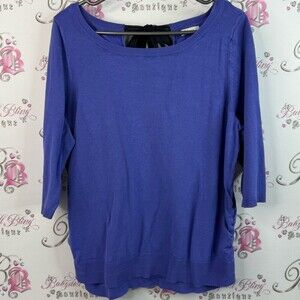 Reitmans shirt purple ribbon bow tie up back detail Vibrant Blue Knit Top